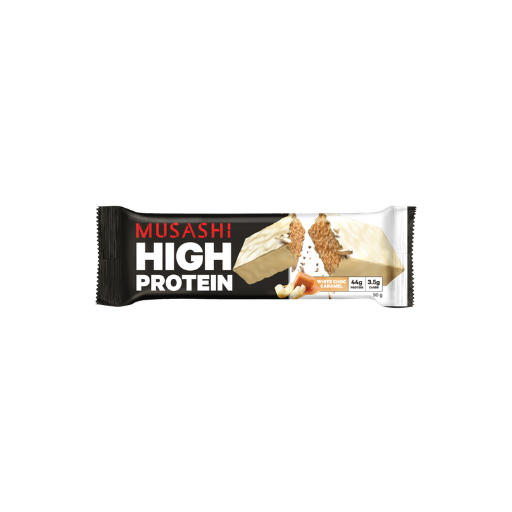 MUSASHI WHITE CHOC CARAMEL HIGH PROTEIN 90G