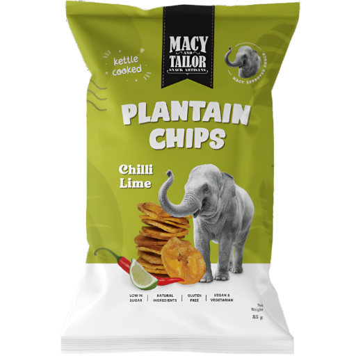 MACY & TAILOR PLANTAIN CHIPS CHILLI & LIME 85G