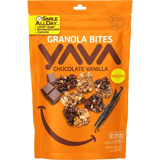 YAVA CHOCOLATE VANILLA GRANOLA BITES 125G