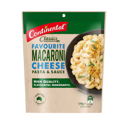 CONTINENTAL CLASSICS FAVOURITE MACARONI CHEESE PASTA & SAUCE FAMILY PACK 170G