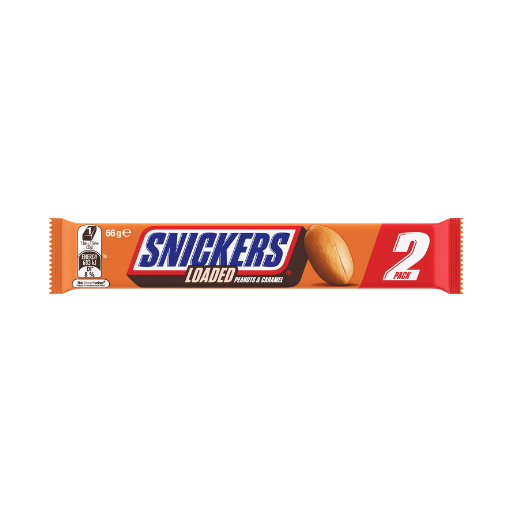 SNICKERS LOADED PEANUTS & CARAMEL CHOCOLATE BAR 2PK 66G