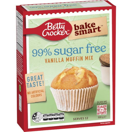 BETTY CROCKER VANILLA SUGAR FREE MUFFIN MIX 320G