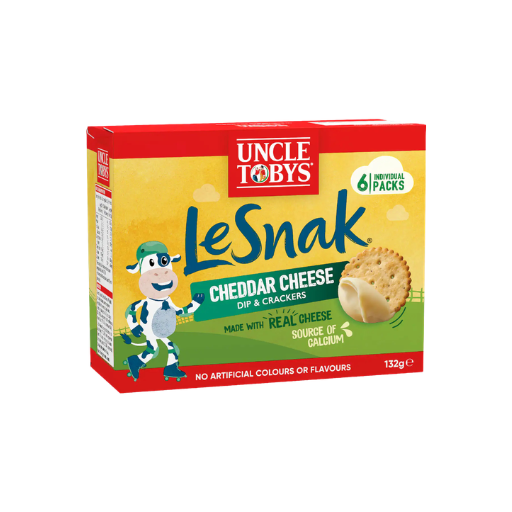 UNCLE TOBYS LE SNAK CHEDDAR CHEESE DIP & CRACKERS 132G