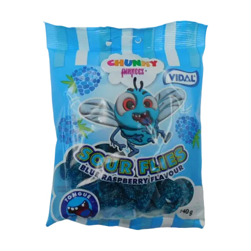 VIDAL CHUNKY SOUR FLIES BLUE RASPBERRY 140G