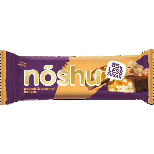 NOSHU LESS SUGAR BAR PEANUT CARAMEL NOUGAT 42G