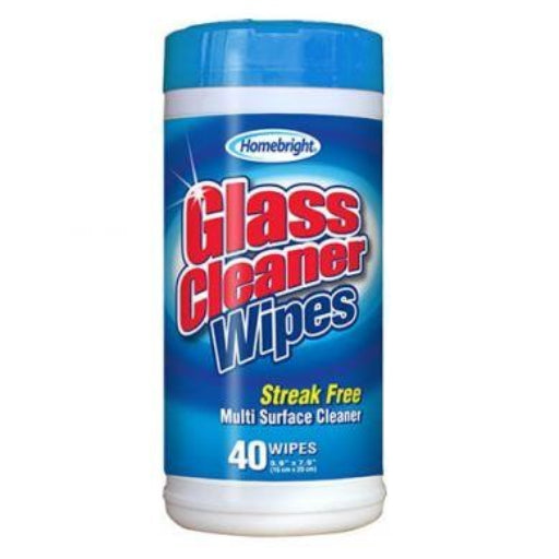HOME BRIGHT GLASS CLEANING WIPES 40PK