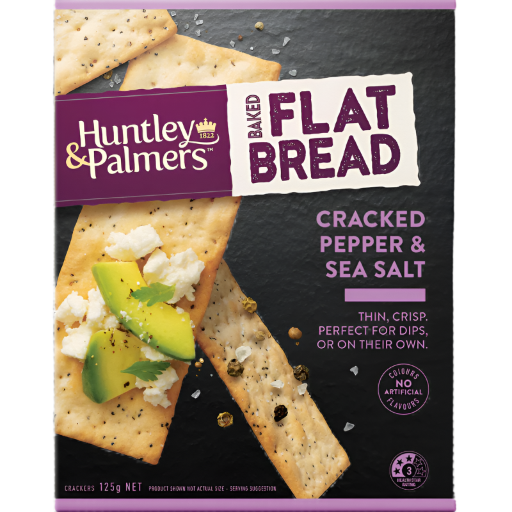 HUNTLEY & PALMERS CRACK PEPPER SEA SALT FLATBREAD 125G