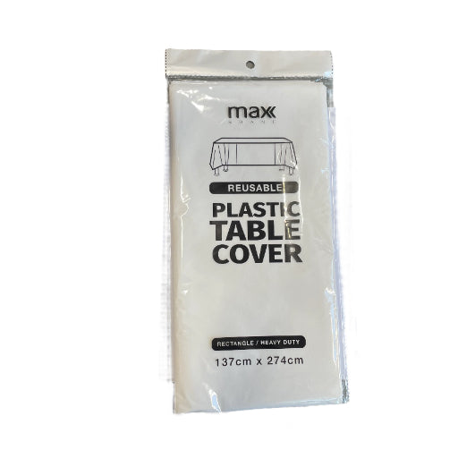 PLASTIC TABLE COVER 137X274CM WHITE