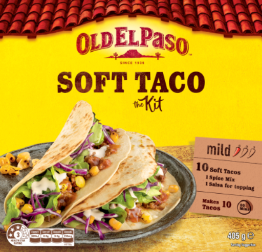 OLD EL PASO TORTILLA KIT SOFT TACO 10 PACK 405G