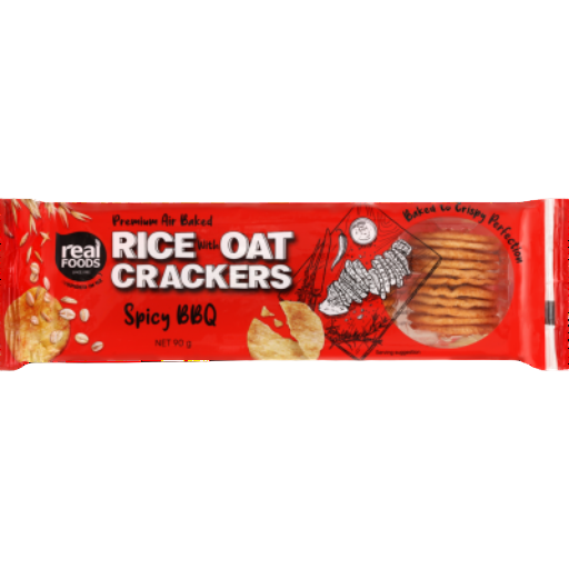 REAL FOODS RICE WITH OAT CRACKERS SPICY BBQ 90G