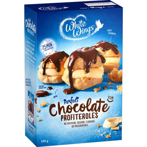 WHITE WINGS CHOCOLATE PROFITEROLE 230G