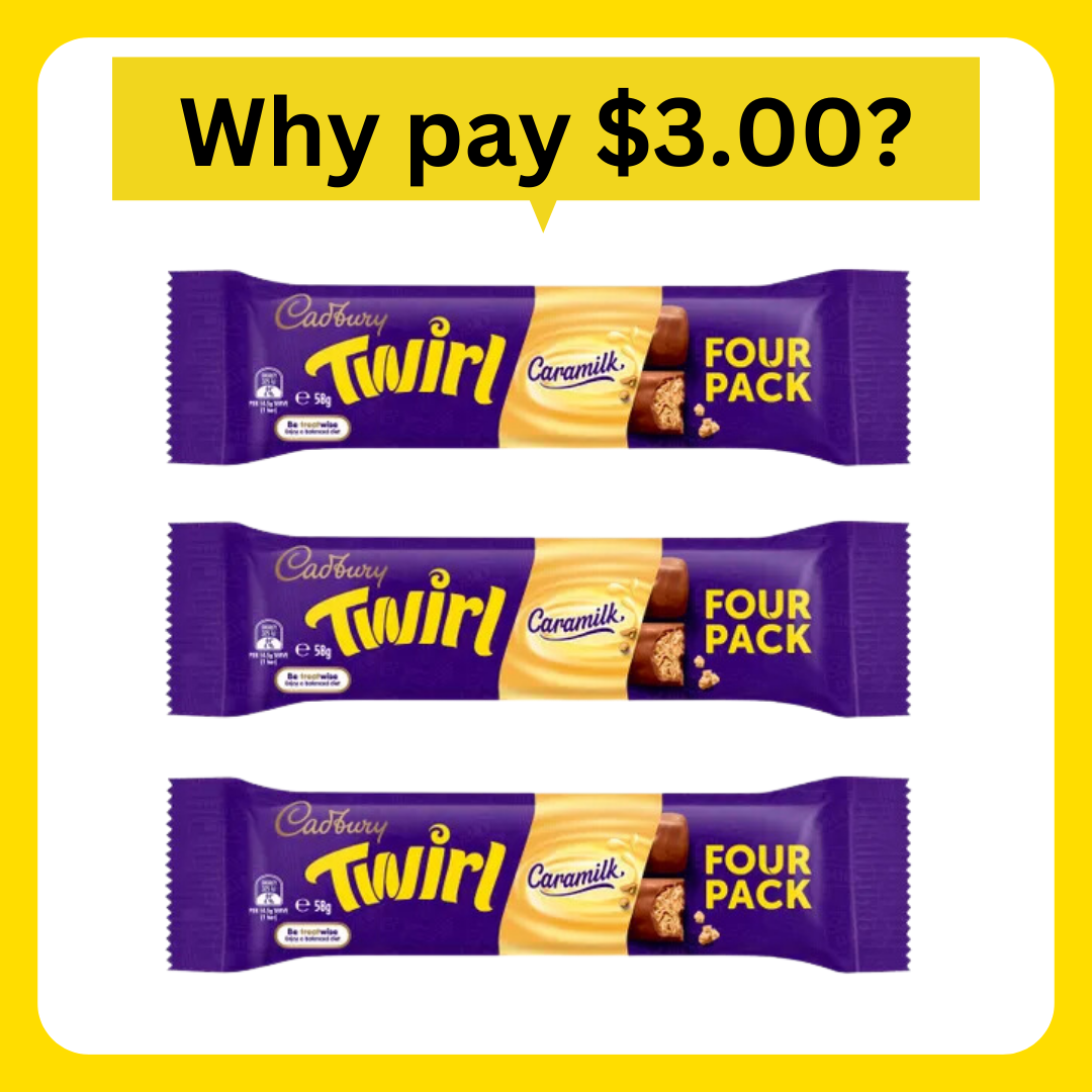 Cadbury Twirl chocolate bar 4 Pack 58g