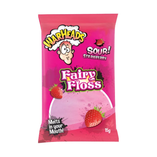 WARHEADS STRAWBERRY SOUR FAIRY FLOSS 15G