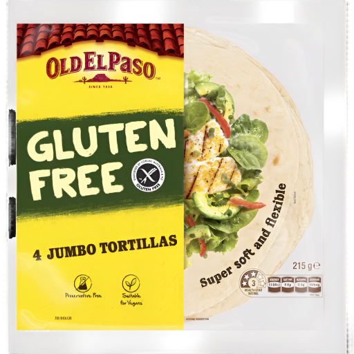 OLD EL PASO GLUTEN FREE JUMBO TORTILLAS 215G