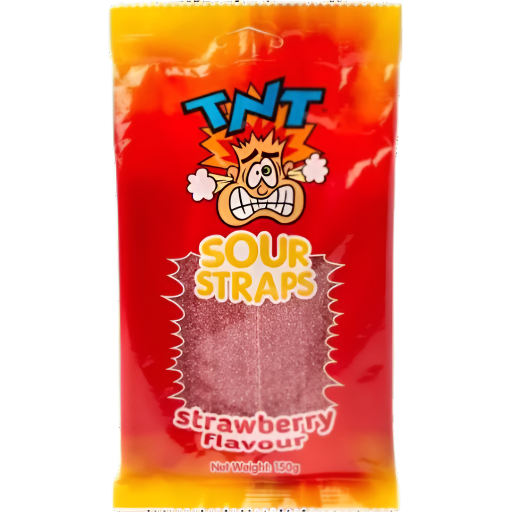 TNT SOUR STRAWBERRY STRAPS 150G