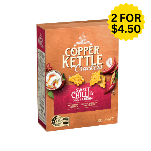 COPPER KETTLE SWEET CHILLI & SOUR CREAM CRACKERS 135G