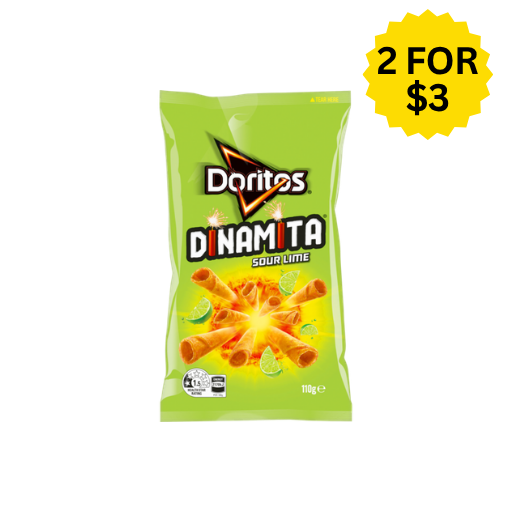 DORITOS DINAMITA SOUR LIME ROLLED TORTILLA CHIPS 110G