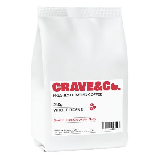 CRAVE & CO FRESHLY ROASTED COFFEE WHOLE BEANS 240G