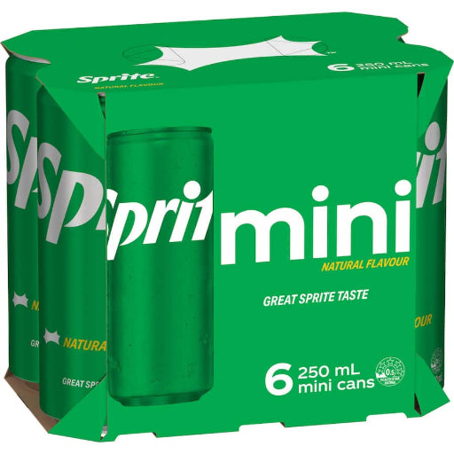 SPRITE SOFT DRINK CANS 6x250ml