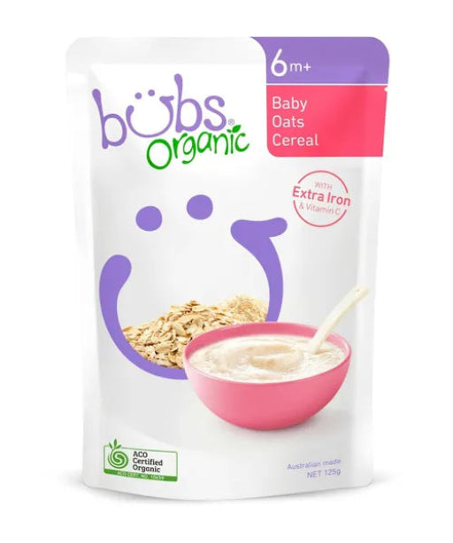 BUBS ORGANIC BABY OATS CEREALS 6+ MONTHS 125G