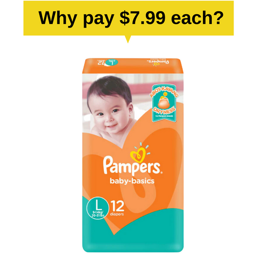 Pampers Baby Basics Large Diapers 12 pack