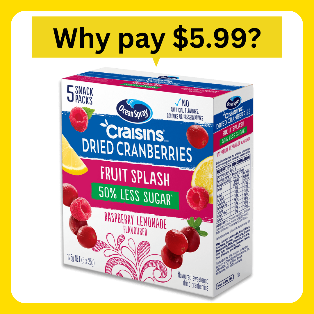 Ocean Spray Craisins Raspberry Lemonade 125g 5pk