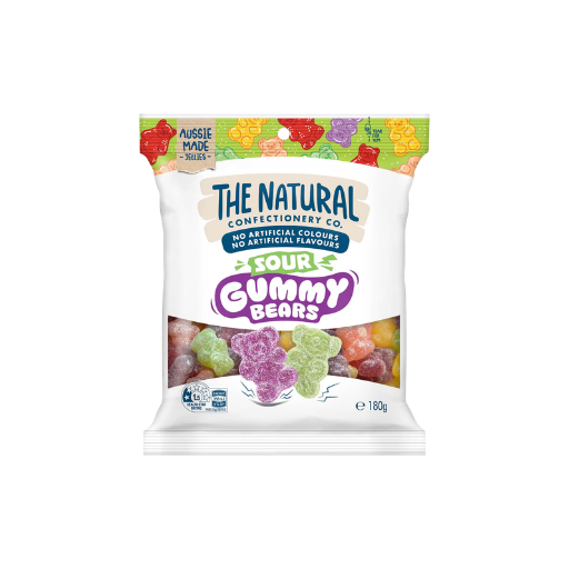 THE NATURAL CONFECTIONERY CO. SOUR GUMMY BEARS 180G