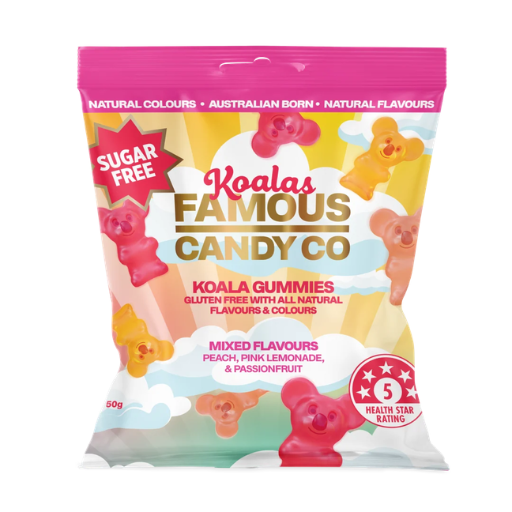 FAMOUS CANDY SUGAR FREE KOALA GUMMIES MIXED FLAVOURS 50G