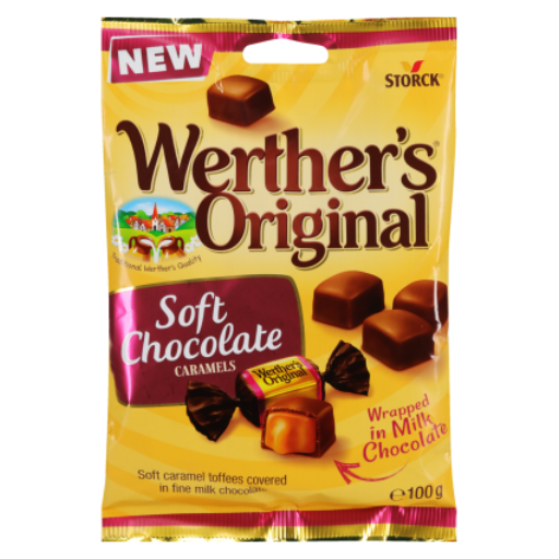WERTHERS ORIGINAL SOFT CHOCOLATE CARAMELS 100G