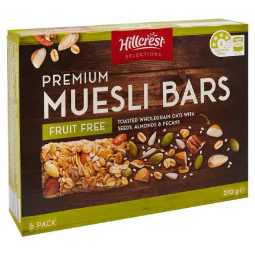 HILLCREST PREMIUM MUESLI BARS FRUIT FREE 6PK