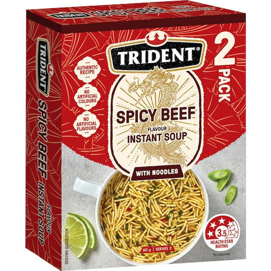 TRIDENT SPICY BEEF INSTANT SOUP WITH NOODLES 60G