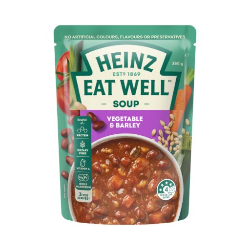 HEINZ EAT WELL SOUP VEGETABLE & BARLEY 380G