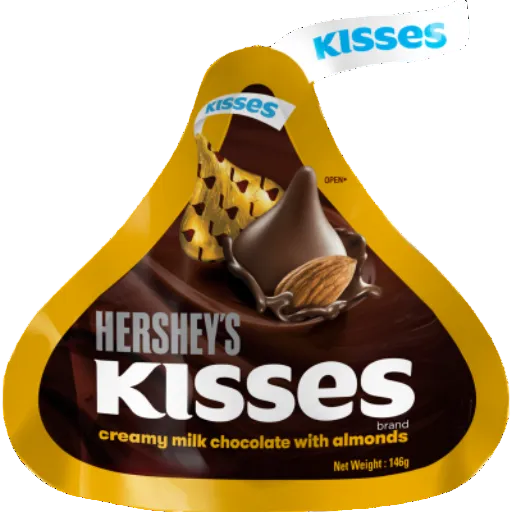 HERSHEYS KISSES GIFT POUCH MILK CHOC ALMOND 146G