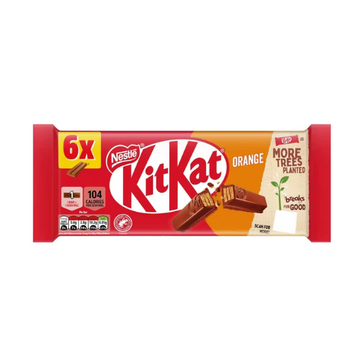 NESTLE KIT KAT ORANGE CHOCOLATE 6PK FINGER BARS 124G