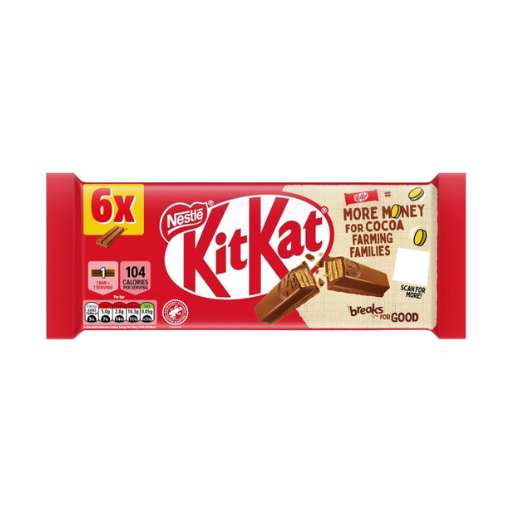 NESTLE KIT KAT MILK CHOCOLATE 6PK FINGER BARS 124G