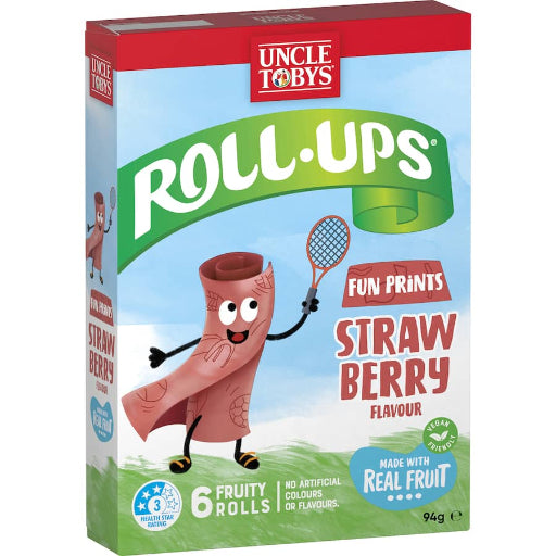 UNCLE TOBYS FRUIT ROLL-UPS STRAWBERRY 6PK 94G