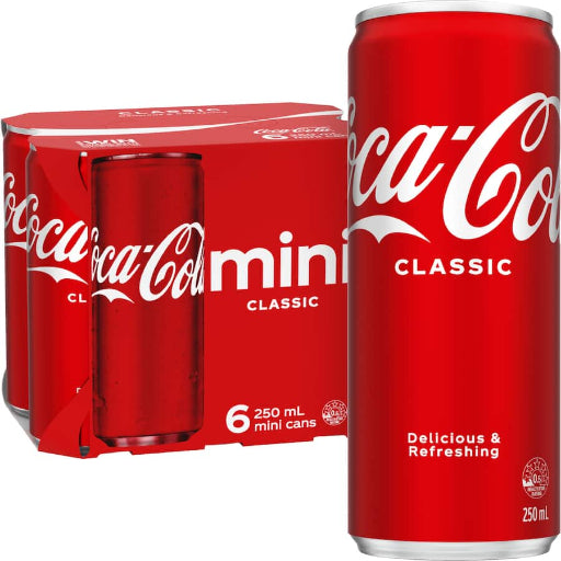 COCA COLA SOFT DRINK CANS 6 X 250ML