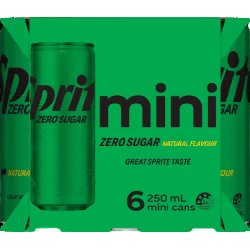 SPRITE NOSUGAR SOFT DRINK CANS 6x250ml