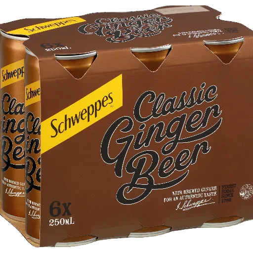 SCHWEPPES SOFT DRINK CLASSIC GINGER BEER 6x250ml