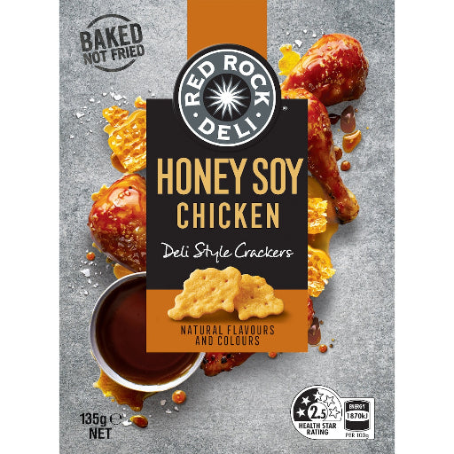 RED ROCK DELI HONEY SOY CHICKEN CRACKERS 135G