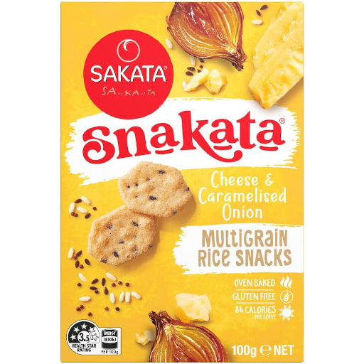 SNAKATA CHEESE & CARAMELISED ONION RICE SNACK 100G