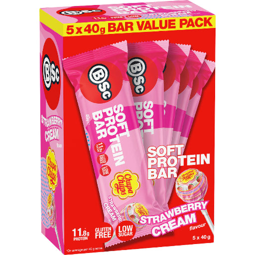 BODY SCIENCE CHUP CHUPS STRAWBERRY CREAM PROTEIN BAR 5PK 40G