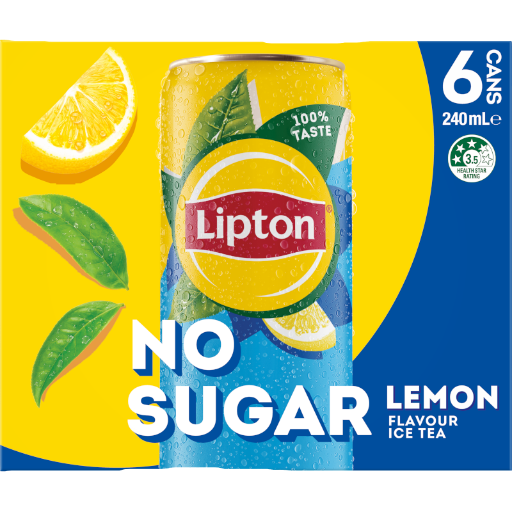 LIPTON ICE TEA NO SUGAR LEMON 240ML 6PK