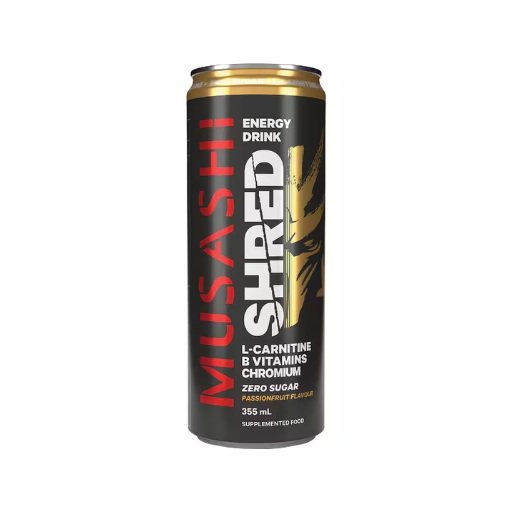 MUSASHI SHRED ENERGY DRINK PASSIONFRUIT ZERO SUGAR 355ML