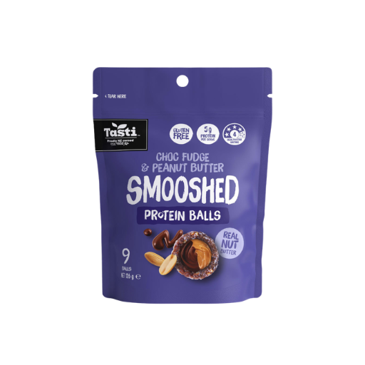 TASTI SMOOSHED CHOC FUDGE & PEANUT BUTTER PROTEIN BALLS 126G