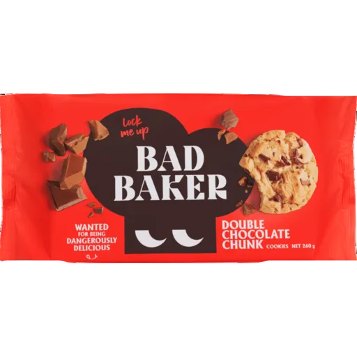 BAD BAKER DOUBLE CHOCOLATE CHUNK COOKIES 260G