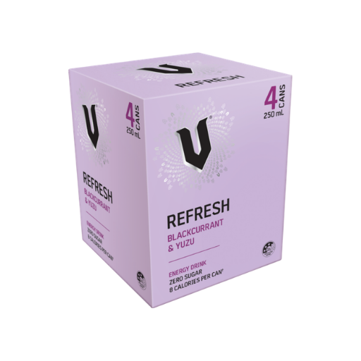 V ENERGY DRINK REFRESH BLACKCURRANT & YUZU 250ML 4PK