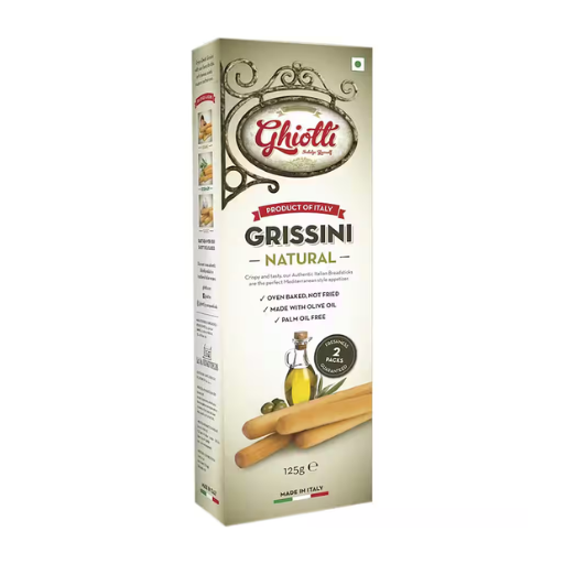 GHIOTTI AUTHENTIC ITALIAN GRISSINI NATURAL BREADSTICKS 125G