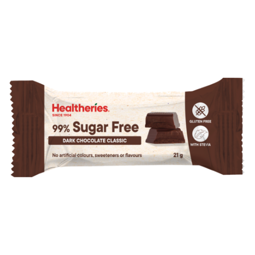 HEALTHERIES 99% SUGAR FREE DARK CHOCOLATE CLASSIC BAR 21G
