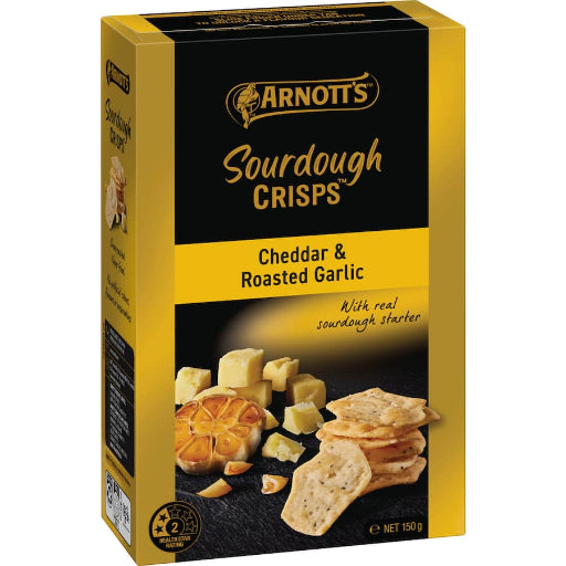 ARNOTTS SOURDOUGH CHEDDAR & ROAST GARLIC 150G